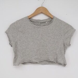 PS Basics by PacSun Heather Grey Cotton Raw Hem Seam Front Crop Top Tee XS